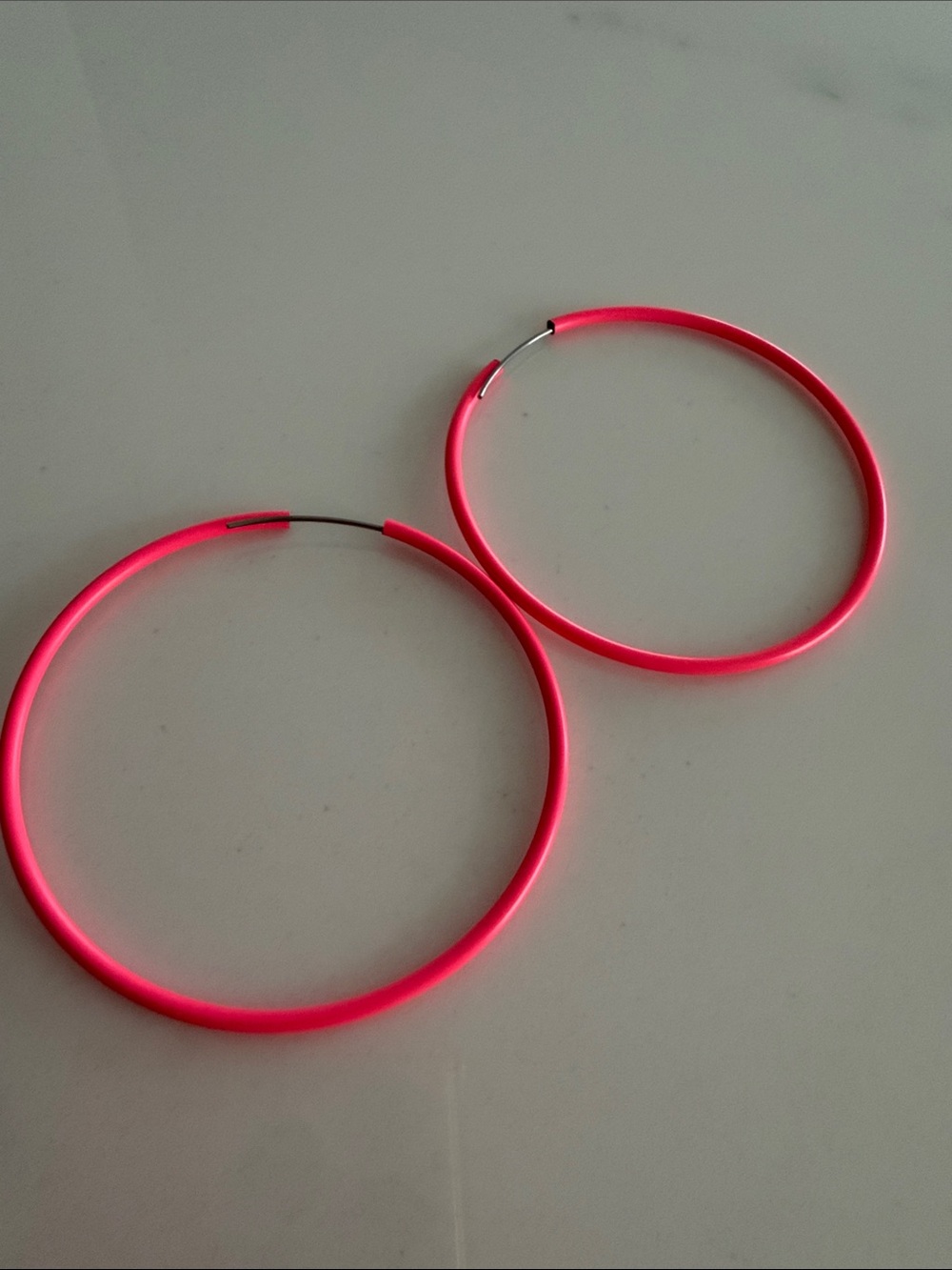 Neon Pink Hoop Earrings - Women Jewelry (diameter 2 and a half inches)